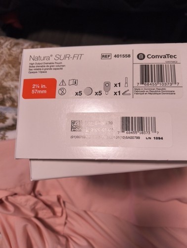 ConvaTec 401558 Natura Sur-Fit Drainable Pouches 2-1/4″ 57mm Flange, NEW IN BOX