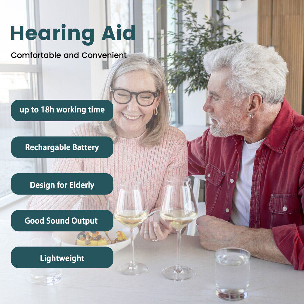 JINGHAO 1 Pair Rechargeable Hearing Aid Sound Ear Device Hearing Amplifier US