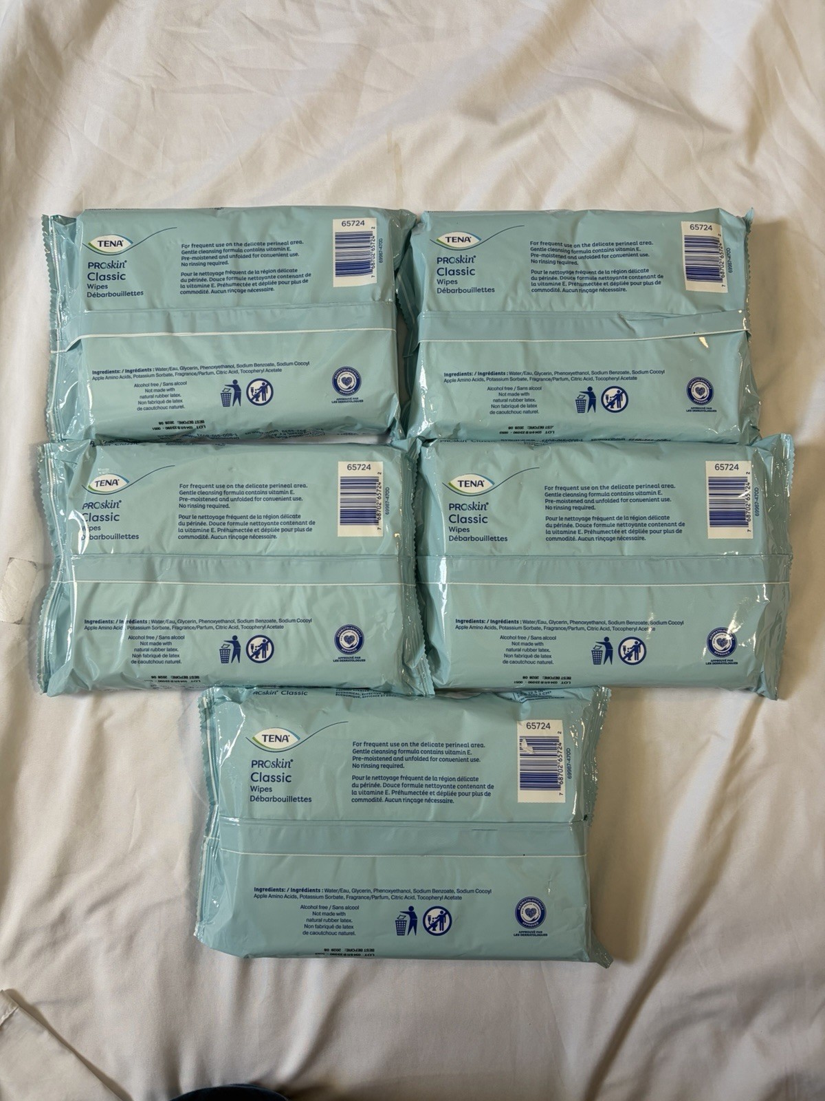 Tena Proskin Classic Adult Wipes, 48 Count – Pack of 5