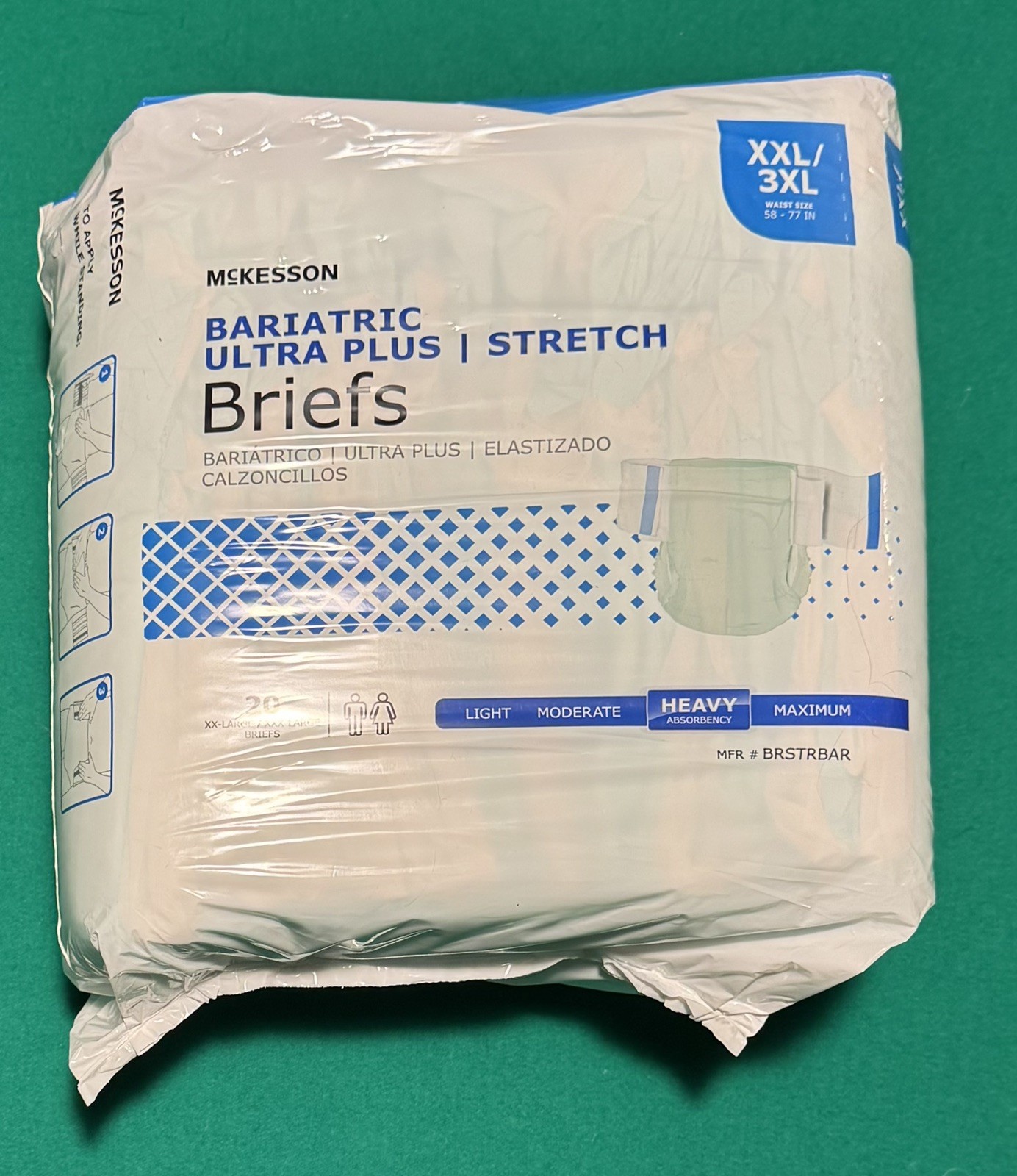 McKesson Bariatric XXL/XXXL 20 Pack Unisex Briefs Side Tabs Easy Removal New