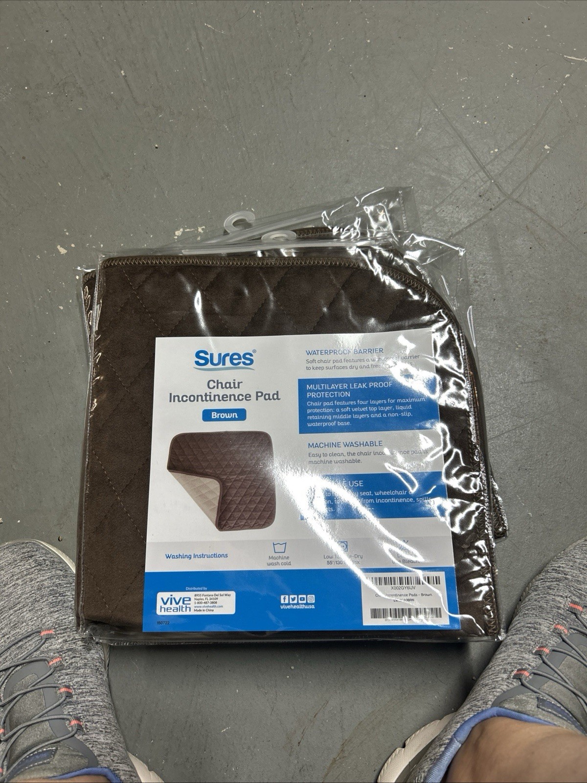 Sures Chair Incontinence Pad Brown Quilted- Set Of 2, New In Packaging