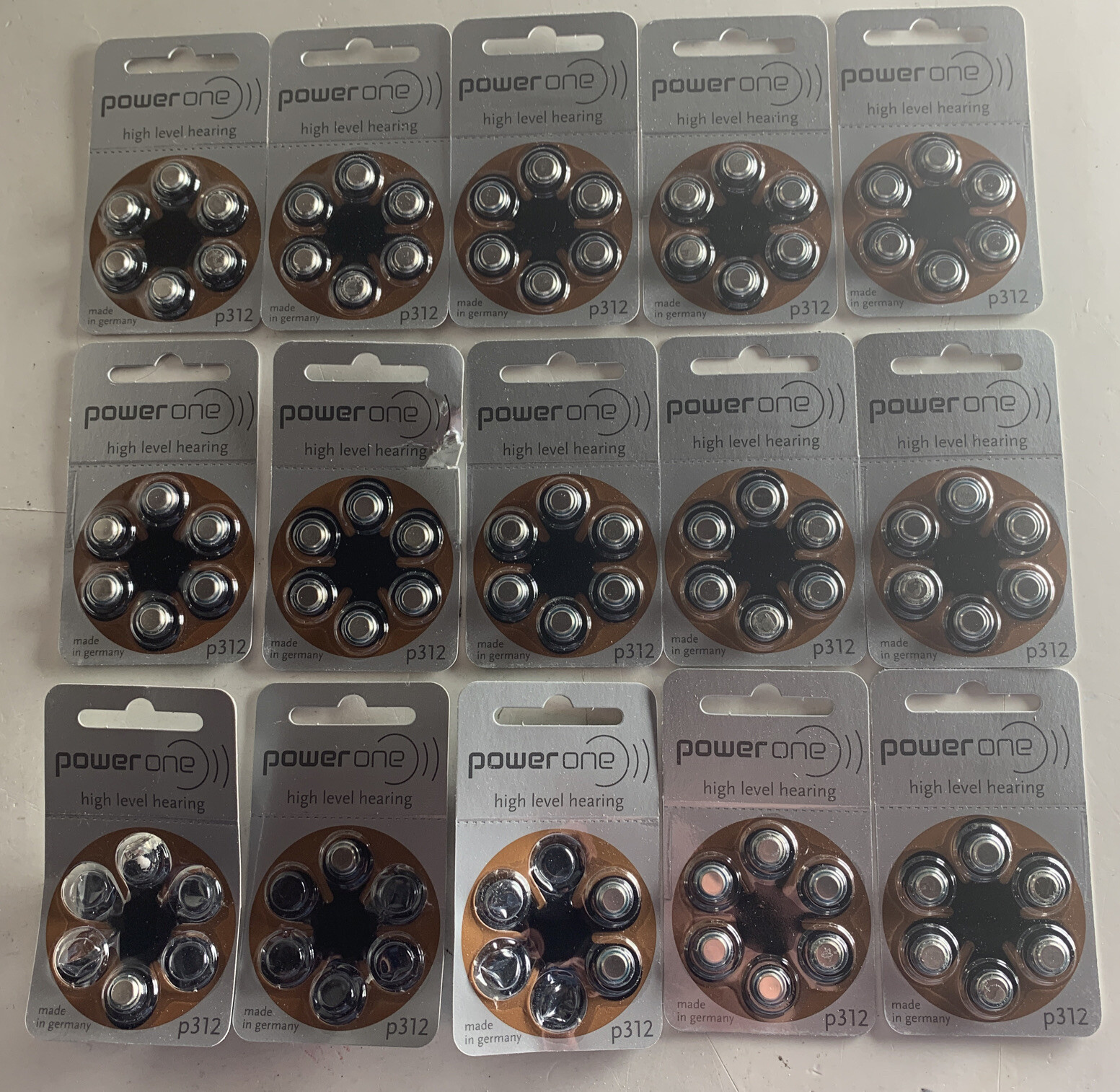 64 Power One Hearing Aid Batteries p312 4607 210 476 Exp 11/2021 Lot of 64