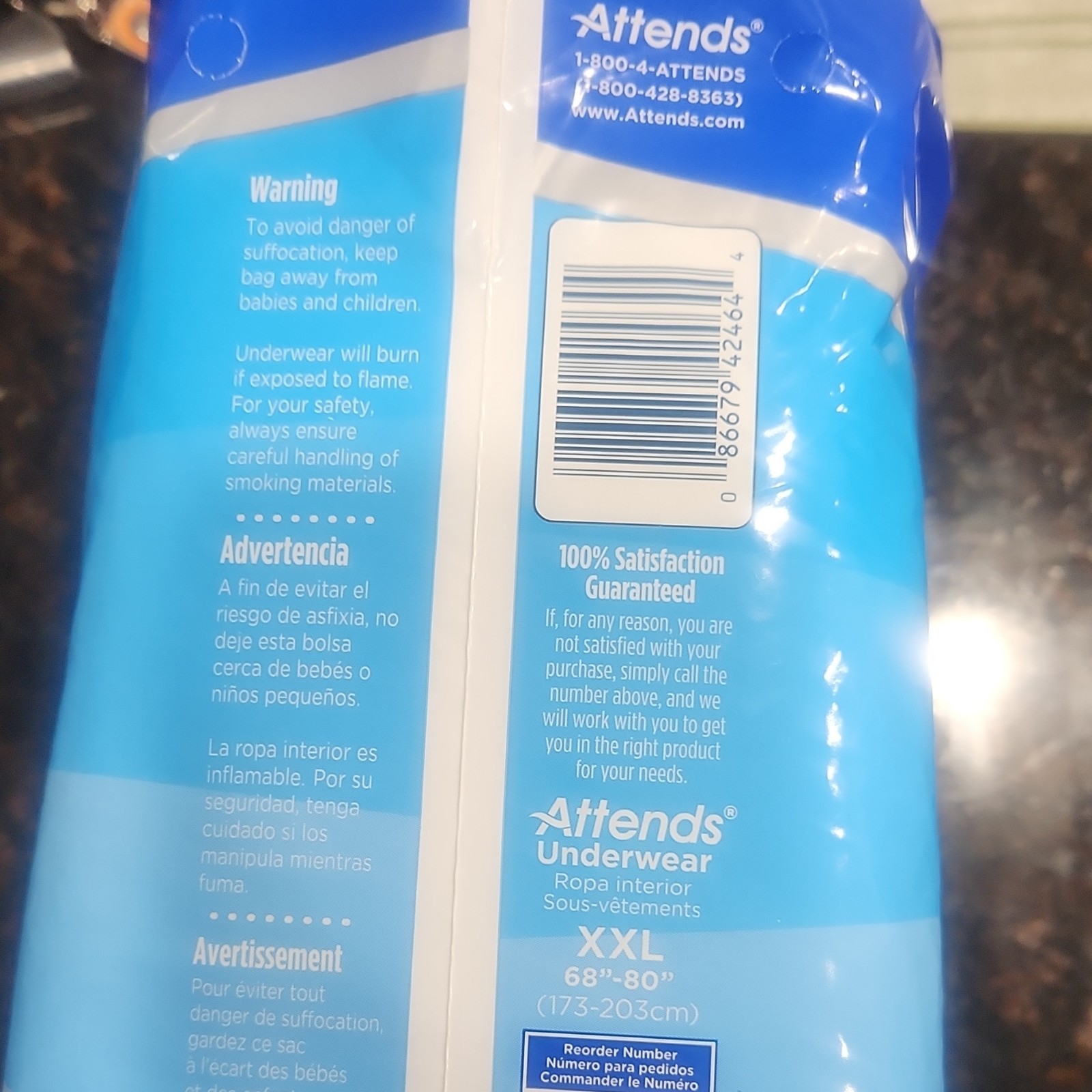 Attends Bariatric Underwear XXL (68″-80″) AU50 Ultimate Absorbency – 12 Count
