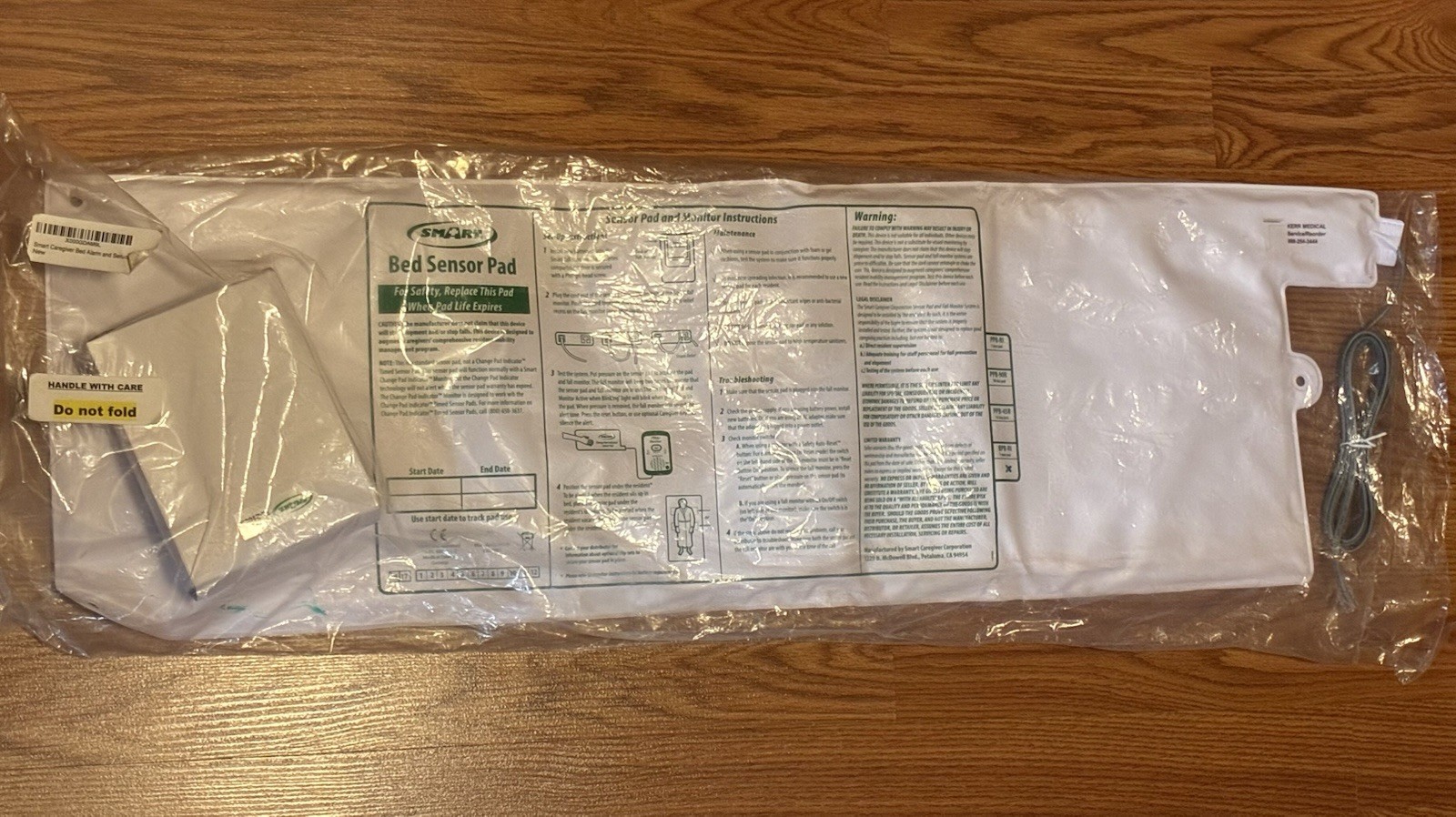 Smart Caregiver 90 Day Bed Pressure Sensor Pad 10″x30″ TB-90R w/Monitor TL-2100E