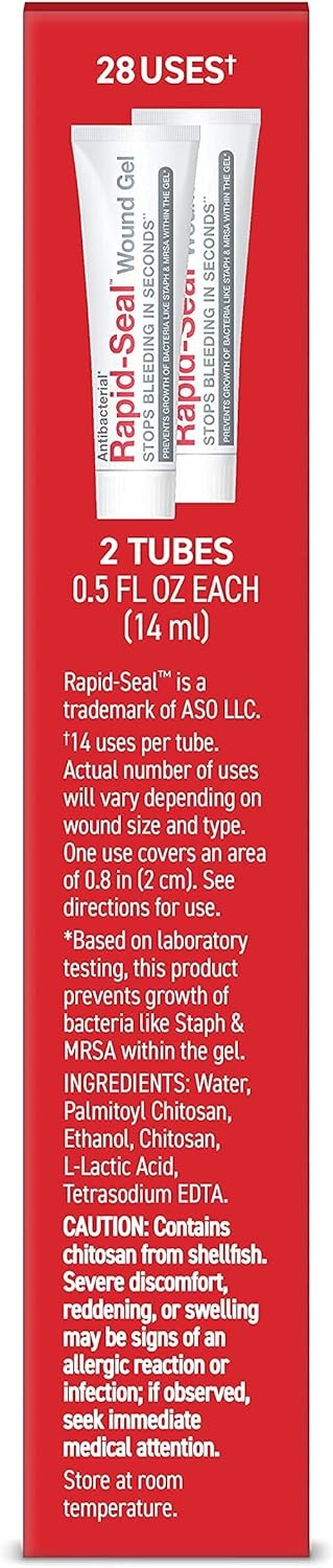 Wound Gel (2 Tubes) | Stops Bleeding in Seconds | 2 Tubes (0.5 Fl Oz Each)