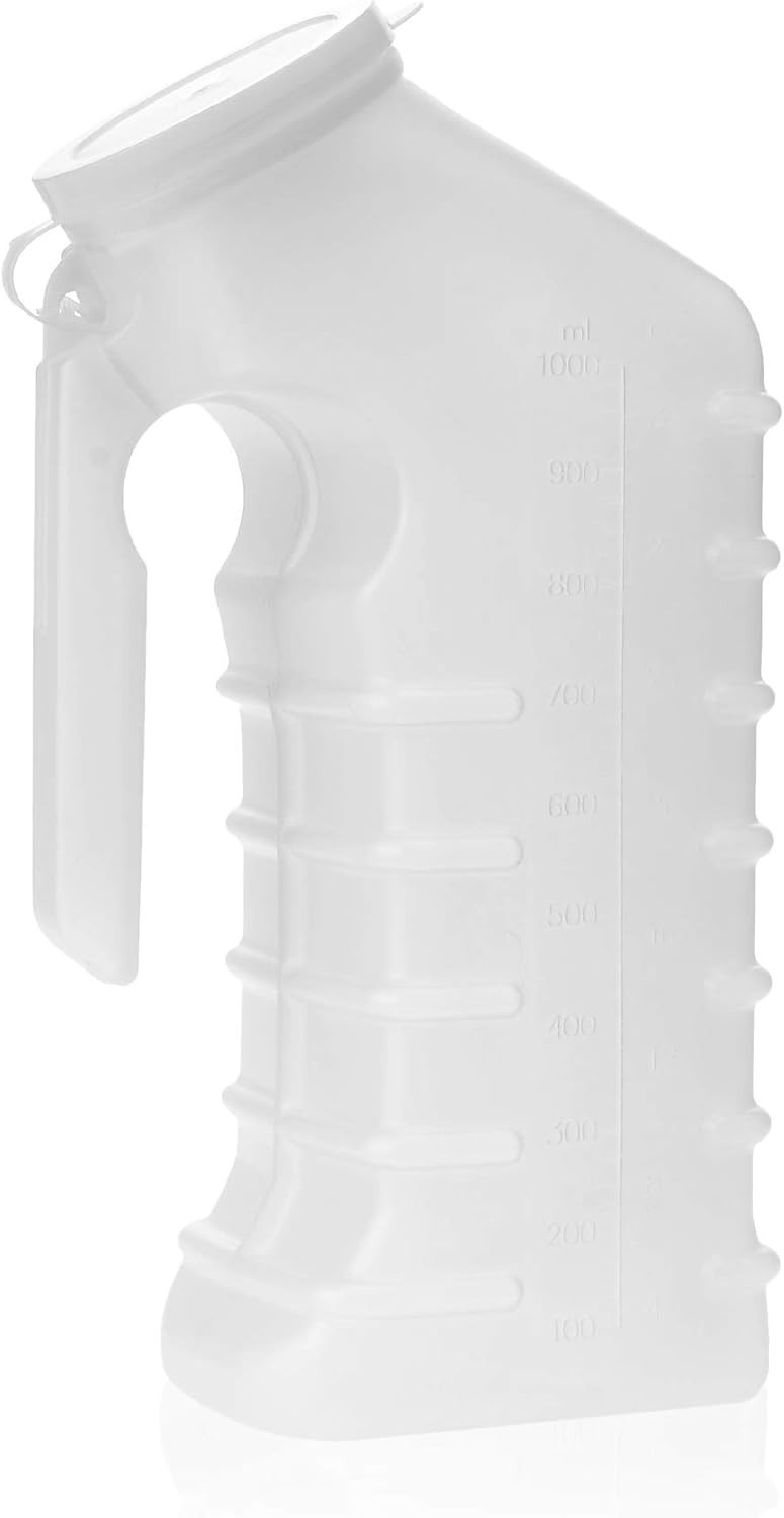Portable Male Urinal with Attached Cover