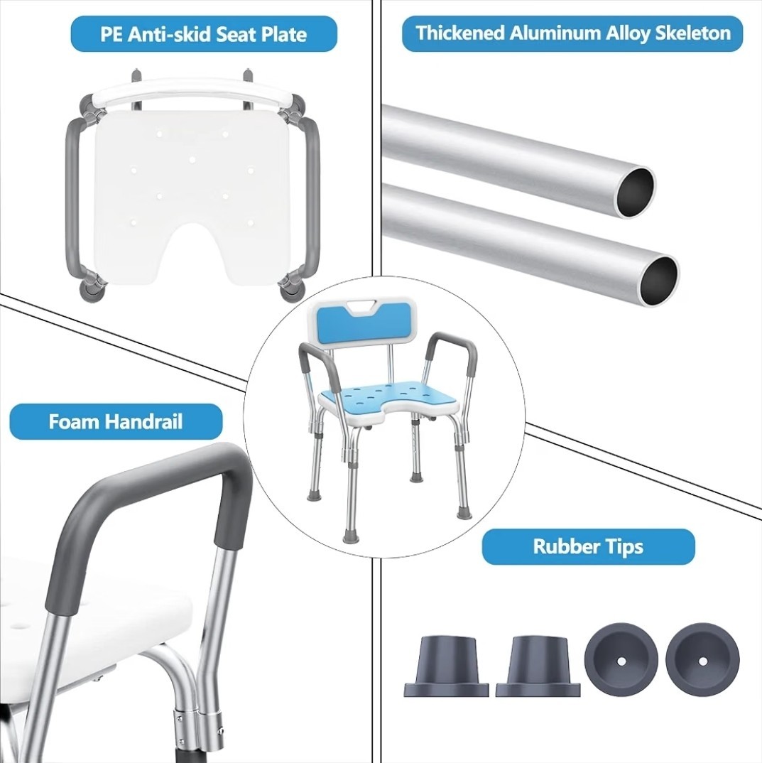 Adjustable Shower Chair Bath Tub Seat W/ Arms Backrest Adult Seniors 300 lbs New