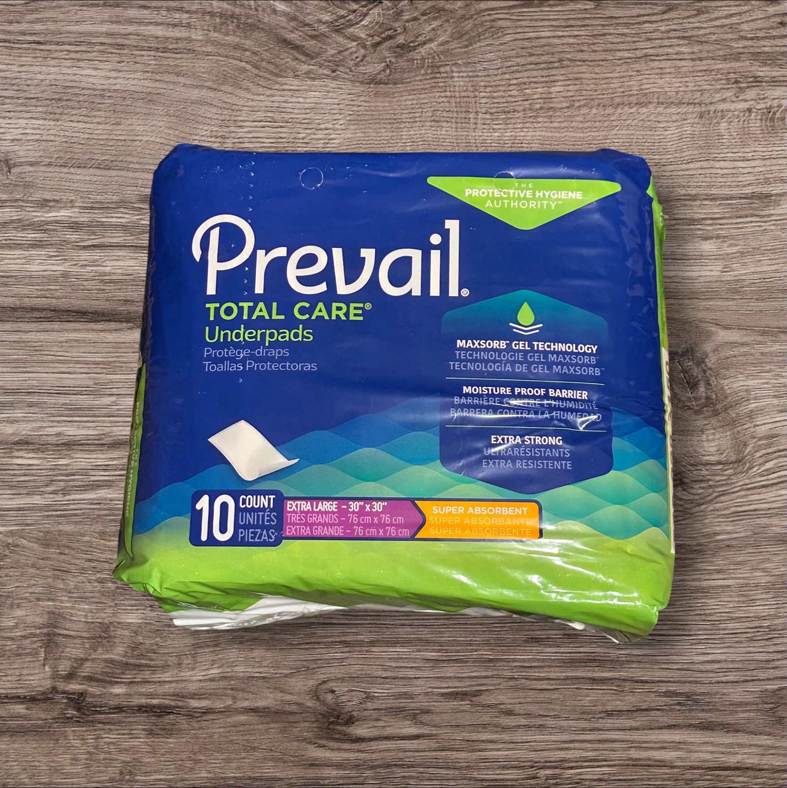 Prevail Total Care Underpad Heavy Absorbency Size XL 30X30″ 10 ct