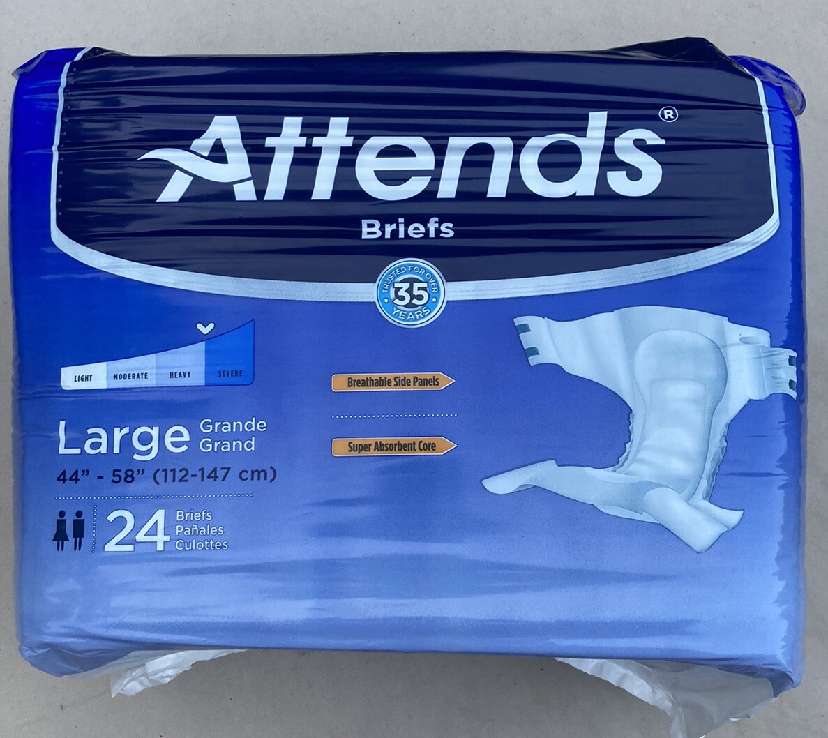 Attends Adult Incontinence Brief L Heavy Absorbency Contoured, DDA30, 24 Ct