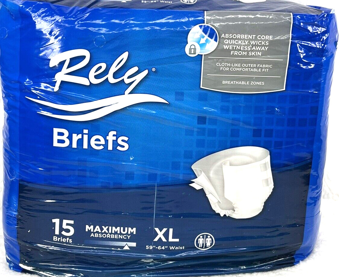 Rely Adult Briefs SZ XL 2-15Pk 30 Total Maximum Absorbency Incontinence Diapers