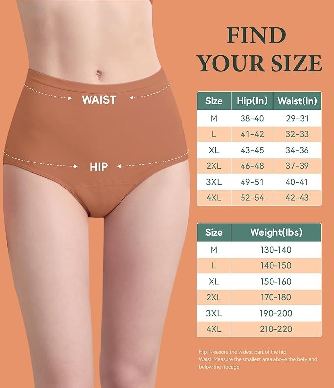 IRISMORII Womens Washable Incontinence Underwear Leak Proof Brief Size 2XL Brown
