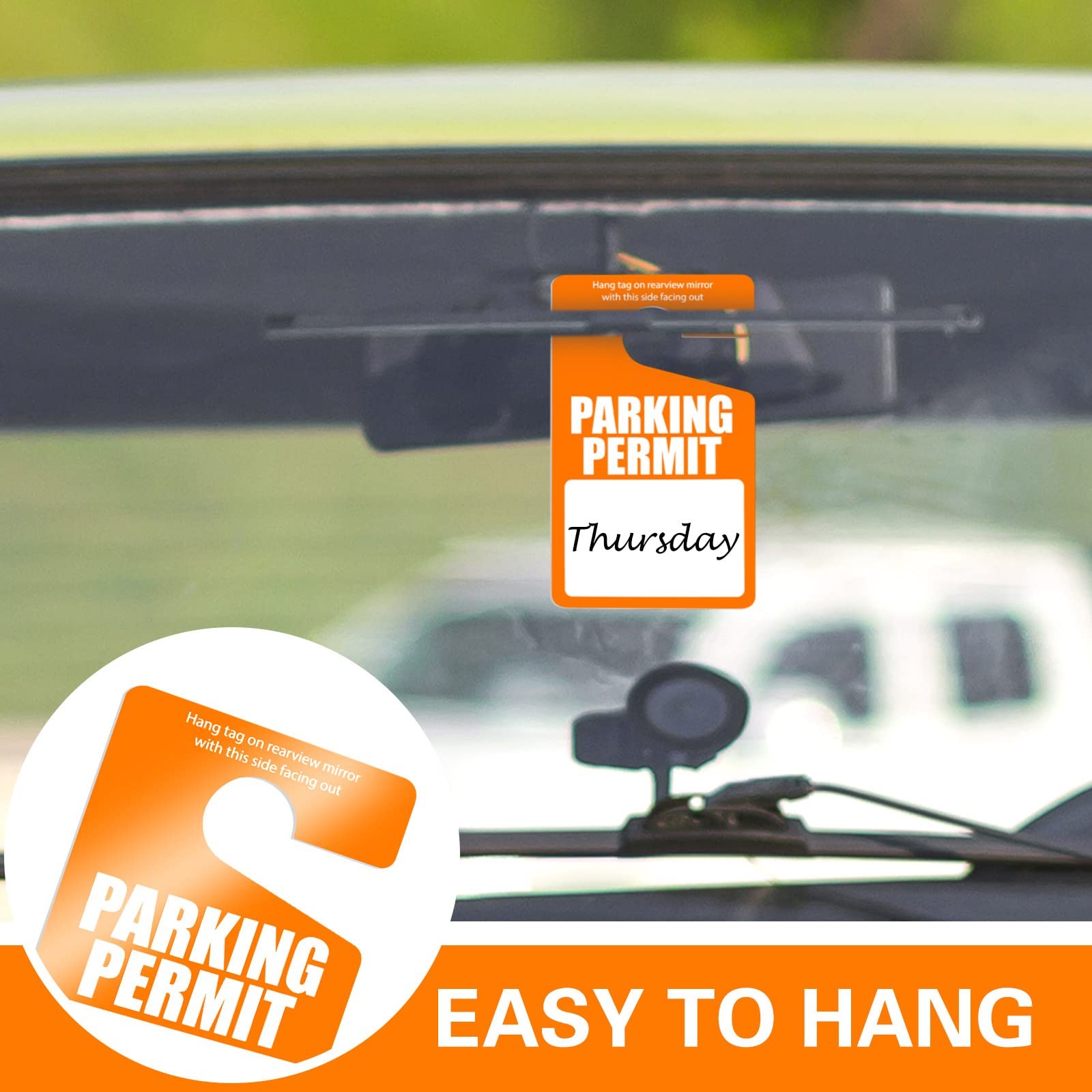 100 Pack Parking Permit Hang Tags Plastic Parking Placards PVC Hang Tag 3 x 5…