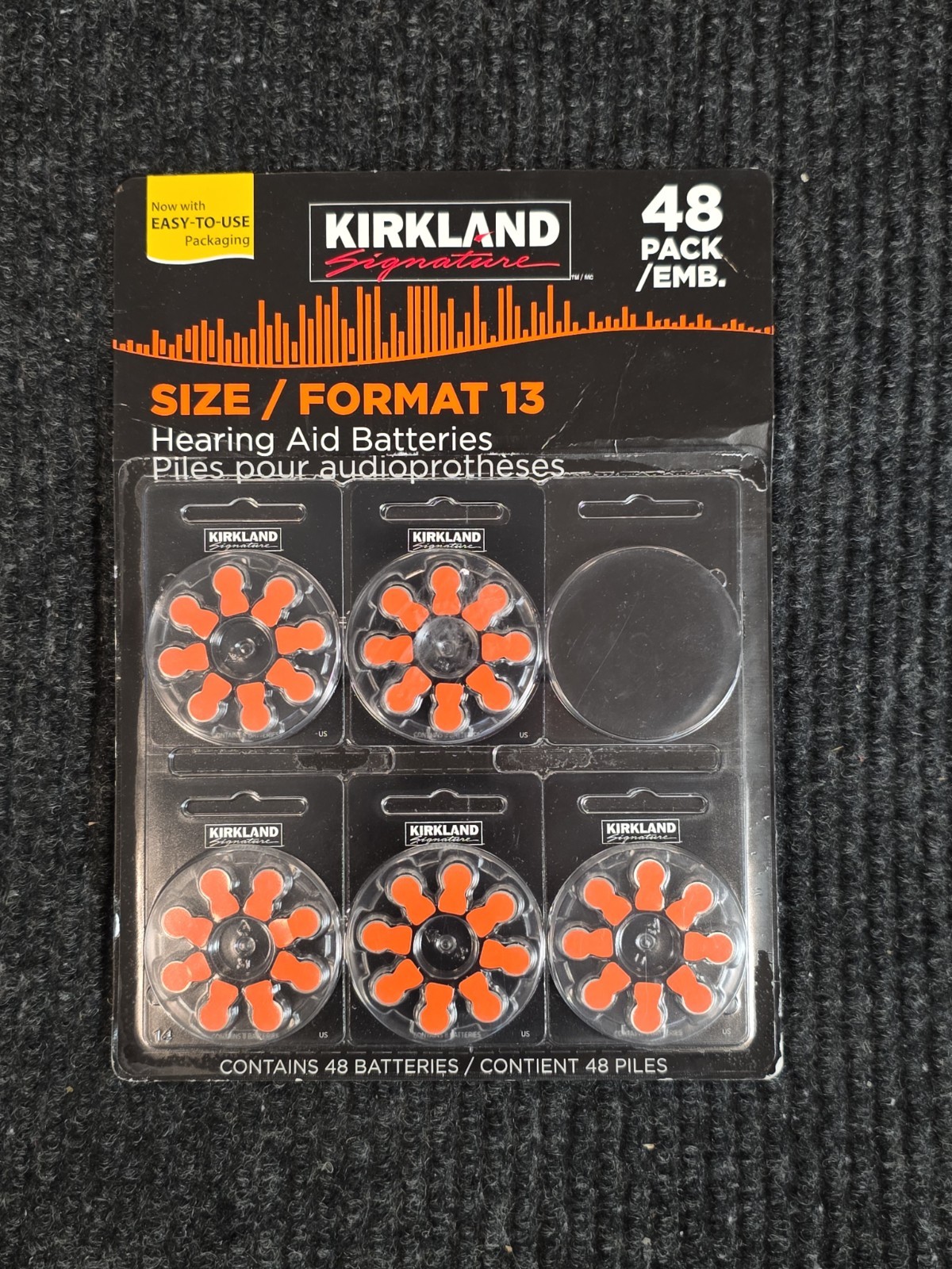 48ct Kirkland Signature Hearing Aid Batteries #13 Zinc Air Long Lasting OPEN BOX