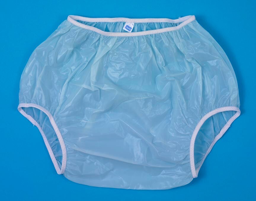 Incontinent Gary NEW Plastic Pants Adult Size MEDIUM HIGH RISE Blue Pastel
