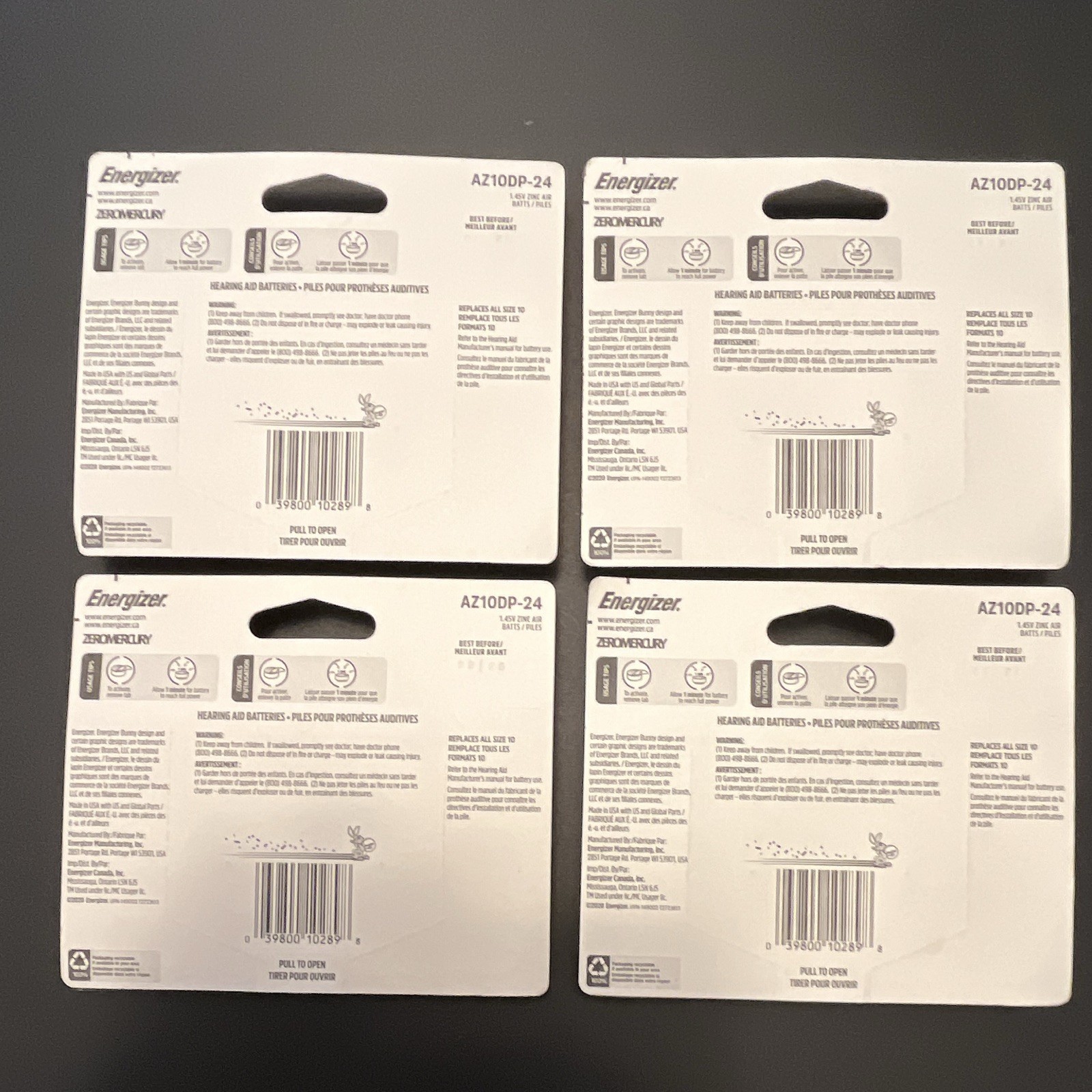 Energizer Size 10 Zinc-Air Hearing Aid Batteries 24 Pack AZ10DP-24