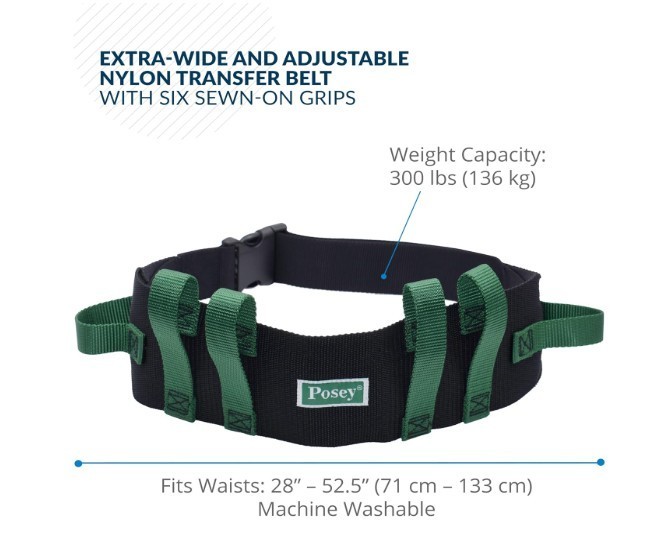 Posey Transfer Belt, Gait Belt 54″ Green & Black 6537Q