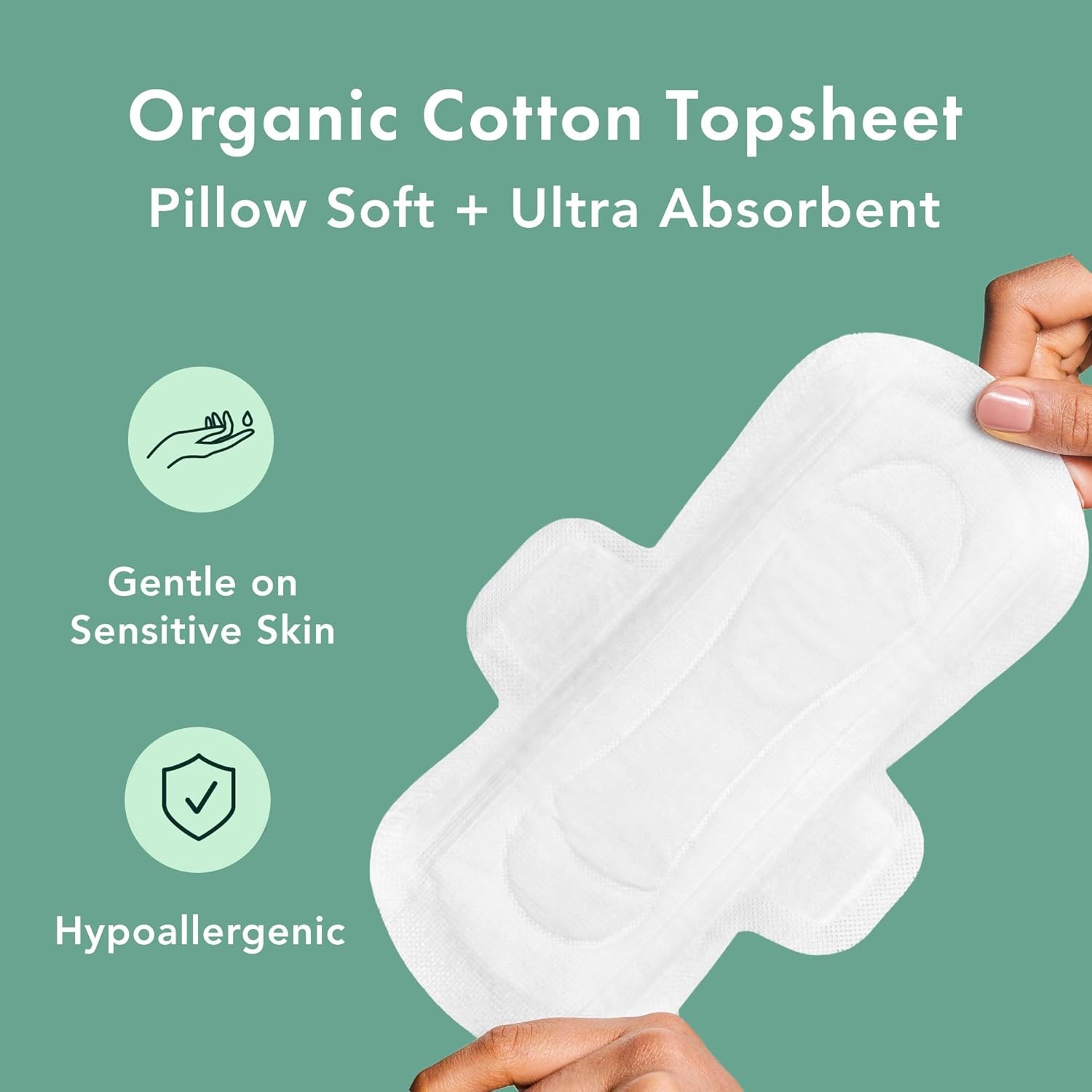 Organic Cotton Cover Pads – Regular Absorbency, Unscented, Ultra Thin Pads with