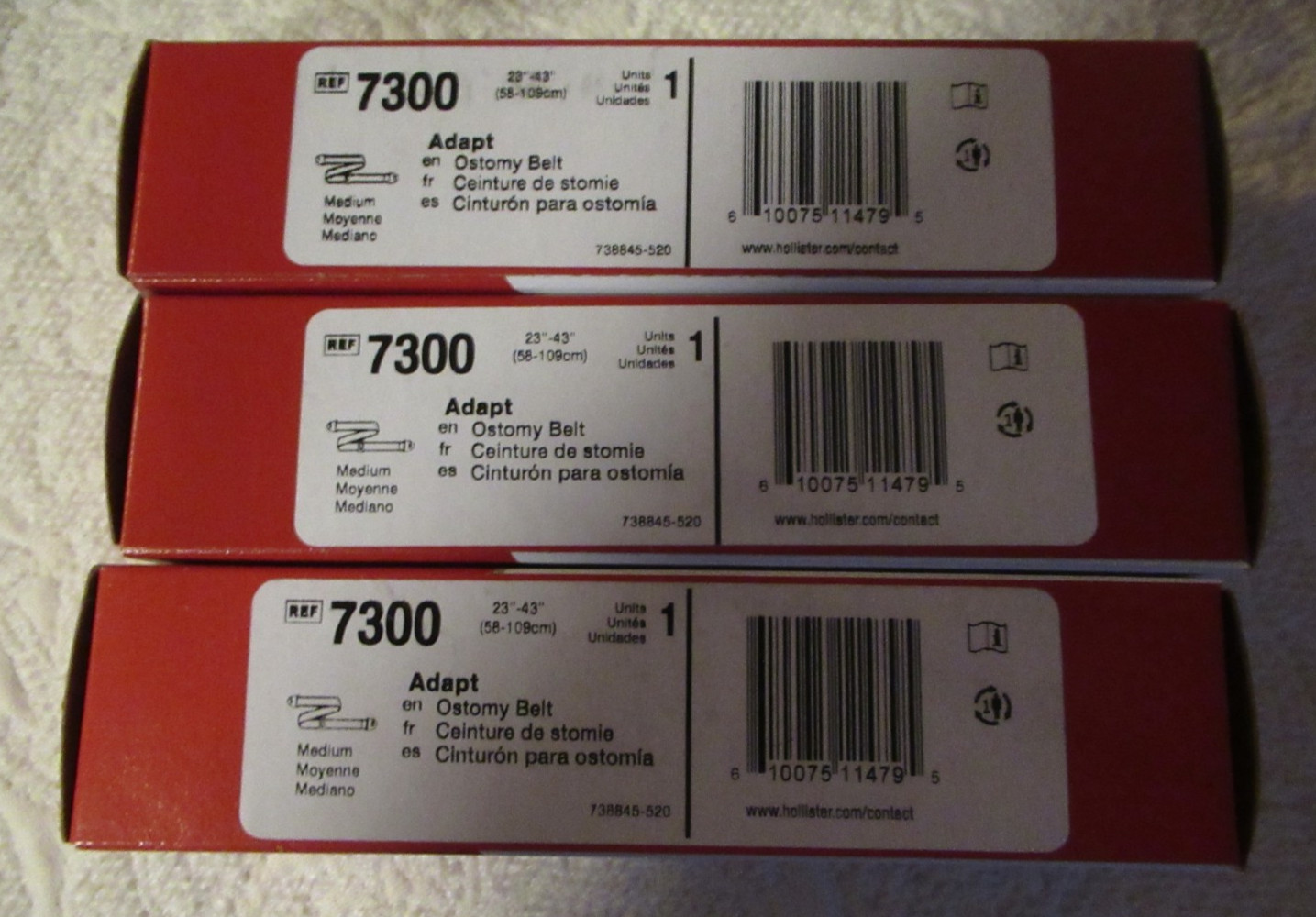 HOLLISTER ADAPT OSTOMY BELT #7300 MEDIUM QUANITY 3 NEW IN BOXES