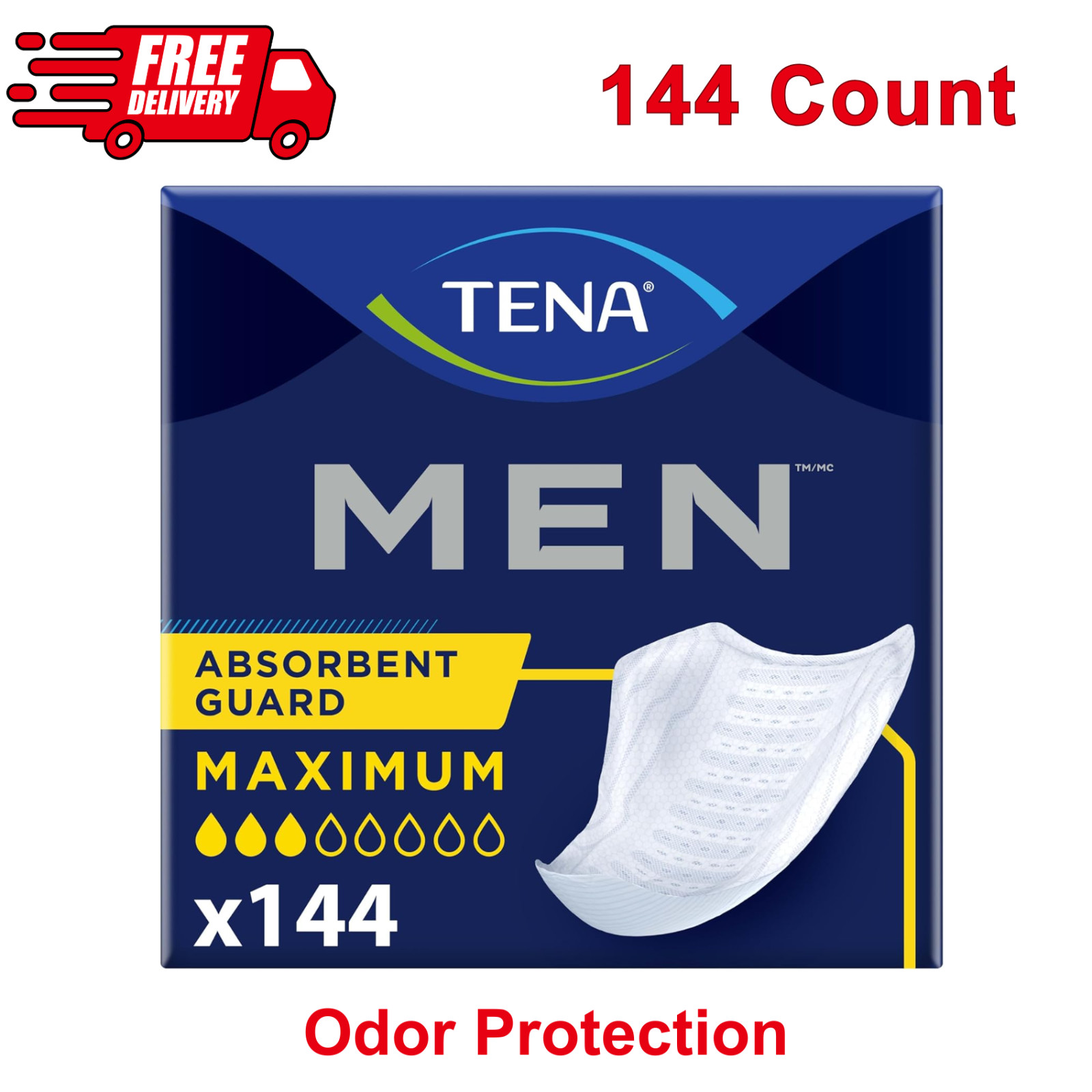 Incontinence Guards for Men, Maximum Absorbency, 144 CT Advanced Odor Protection