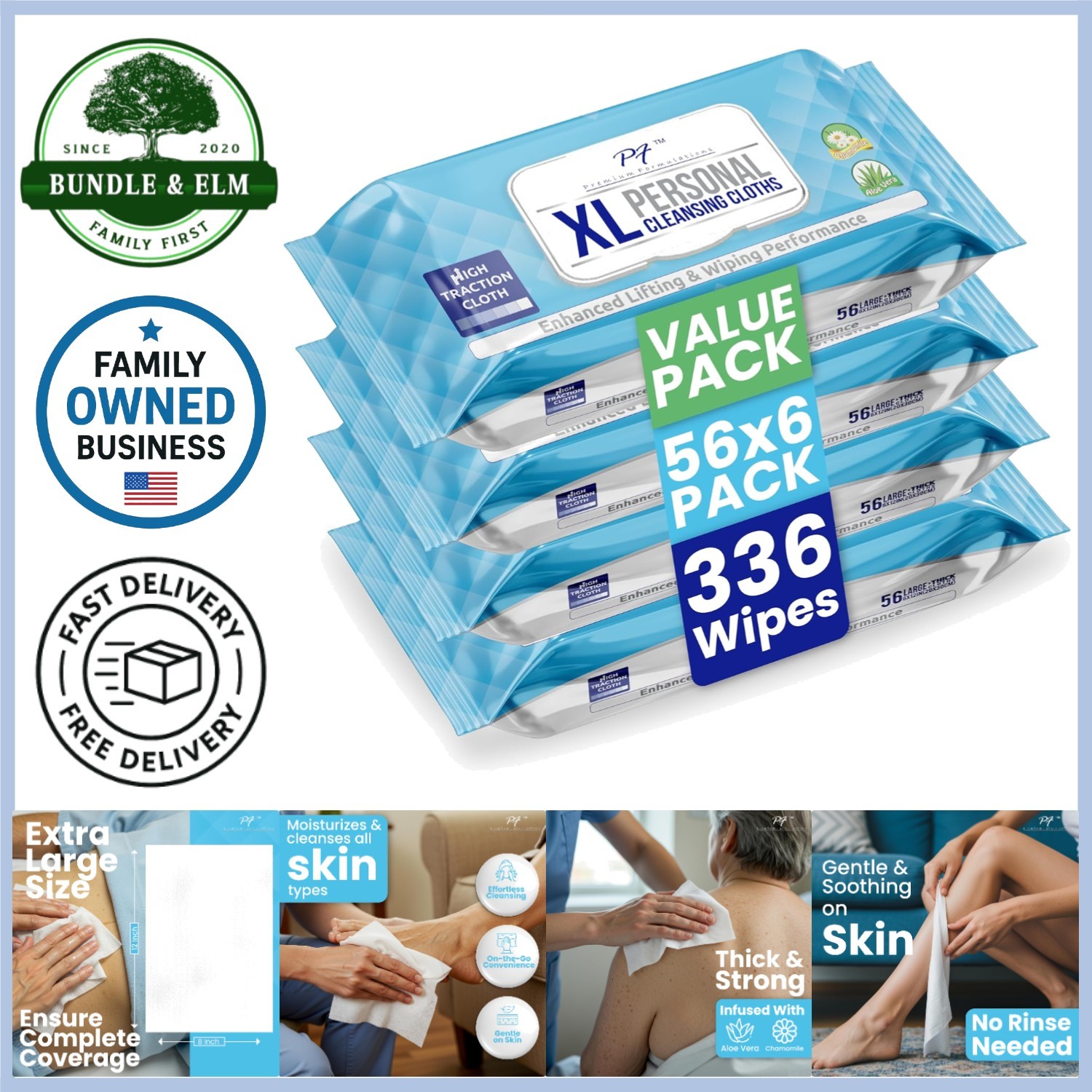 Adult Wipes Aloe Thick Large Disposable Personal Hygiene Cleaning Cloths