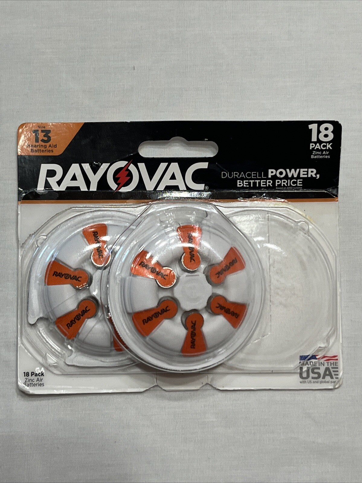 Rayovac Size 13 Hearing Aid Batteries 18 Pack MISSING ONE 6 Pack Expiration 2026
