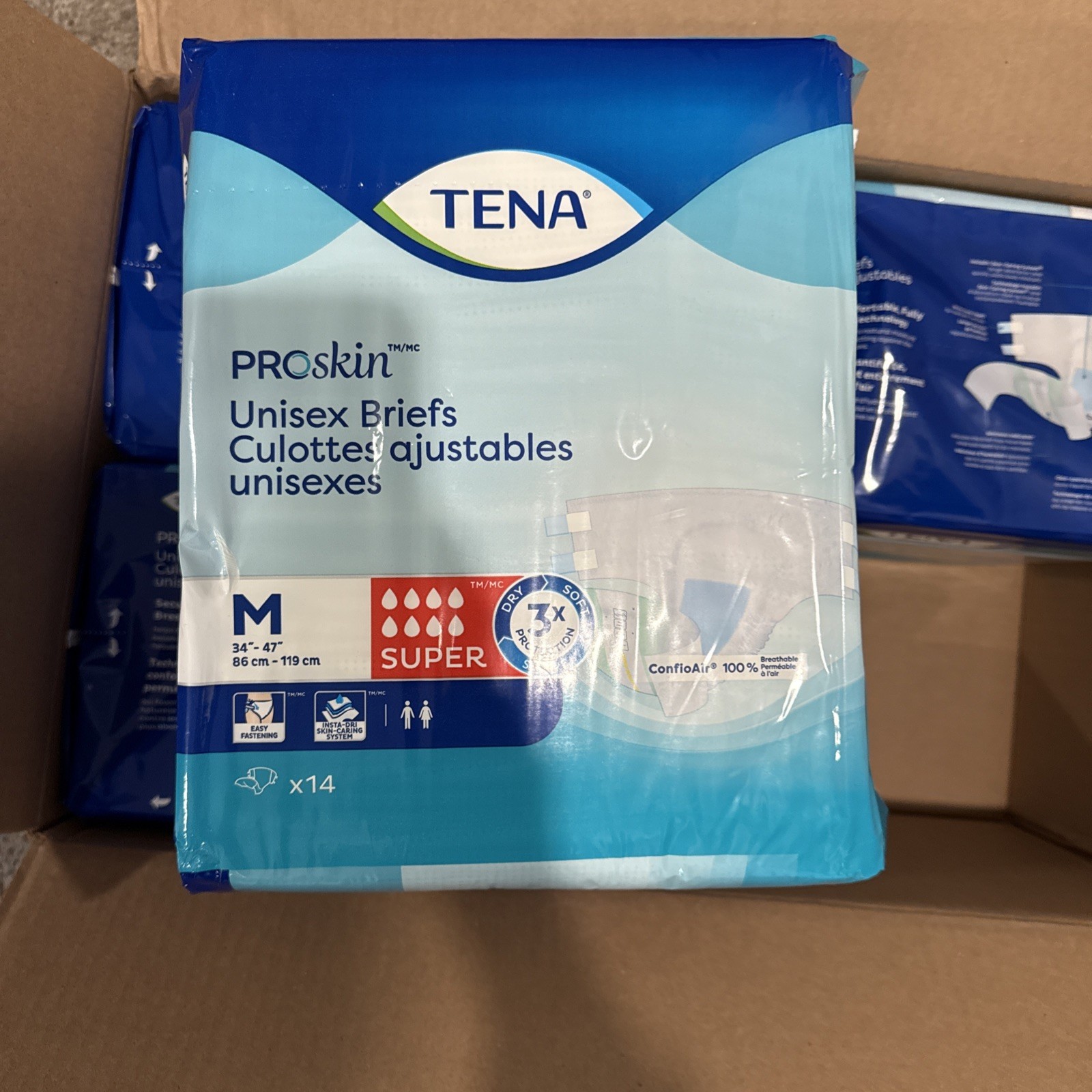 TENA ProSkin Unisex Adult Diapers with Tabs, Super Absorbency, Medium -56 CT
