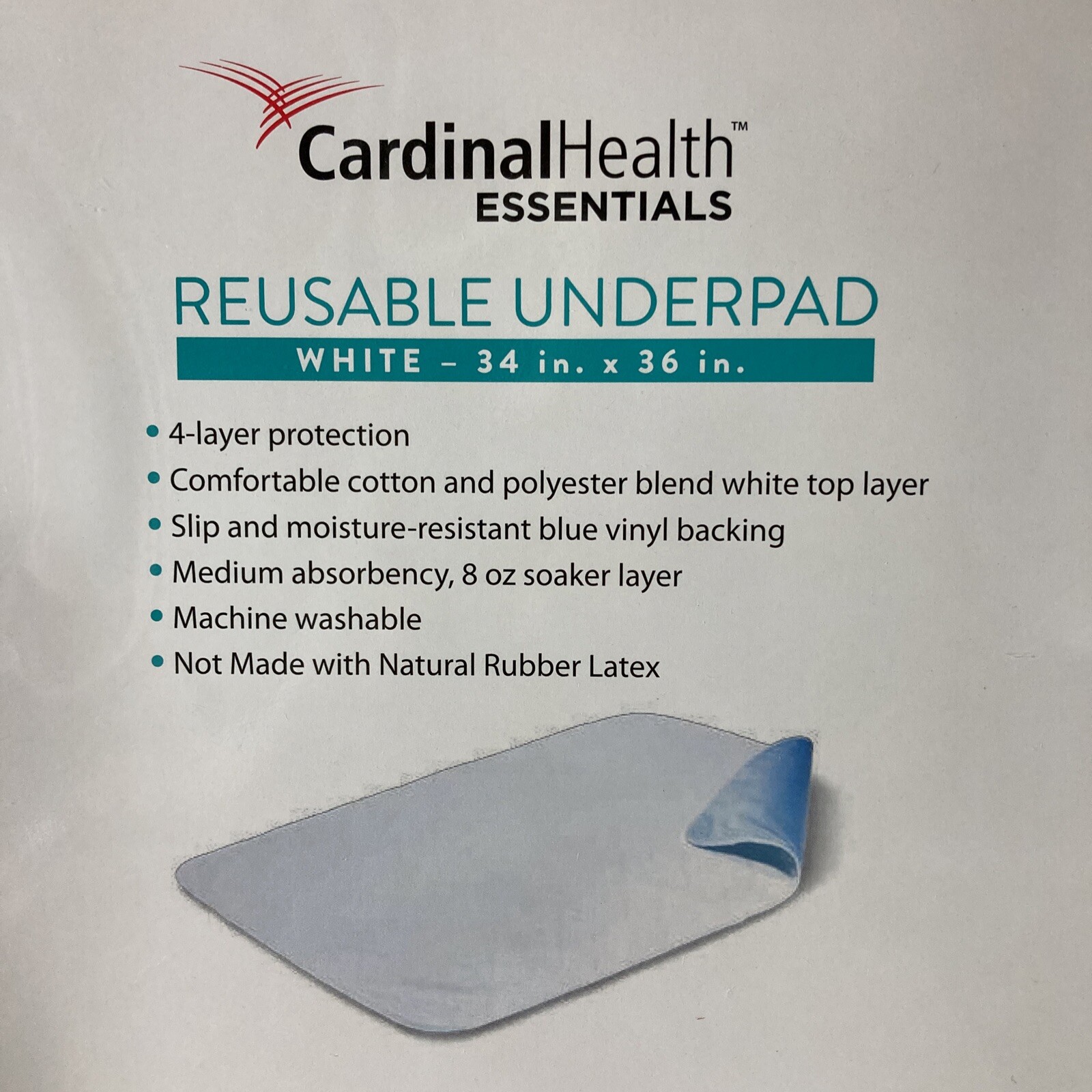 Lot of 6 Cardinal Health Essentials Reusable Underpad White 34″ x 36″ ZRUP3436R
