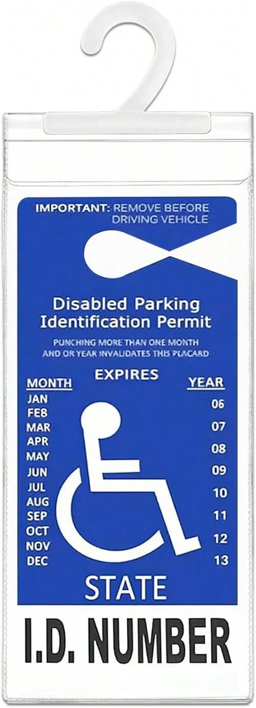 Handicap Placard Holder Disabled Parking Permit Protector Mirror Tag Sleeve Hang