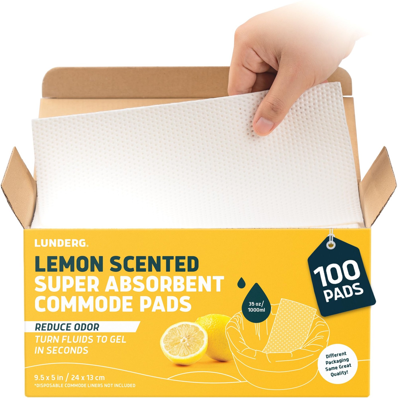 Lemon Scented Super Absorbent Commode Pads Medical Grade Value Pack 100 Coun…