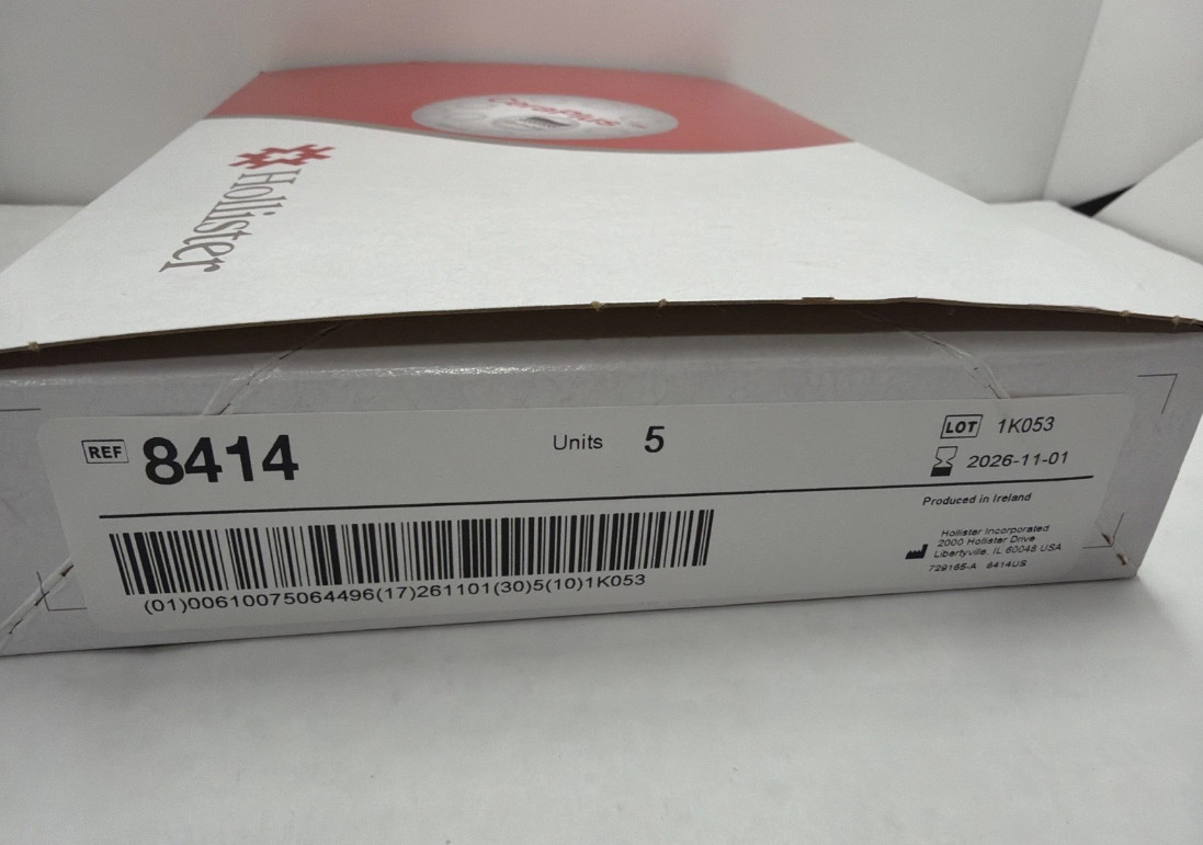 Hollister 8414 CeraPlus Urostomy Pouch Drainable 1″ Stoma 5/box. Exp 09/2026