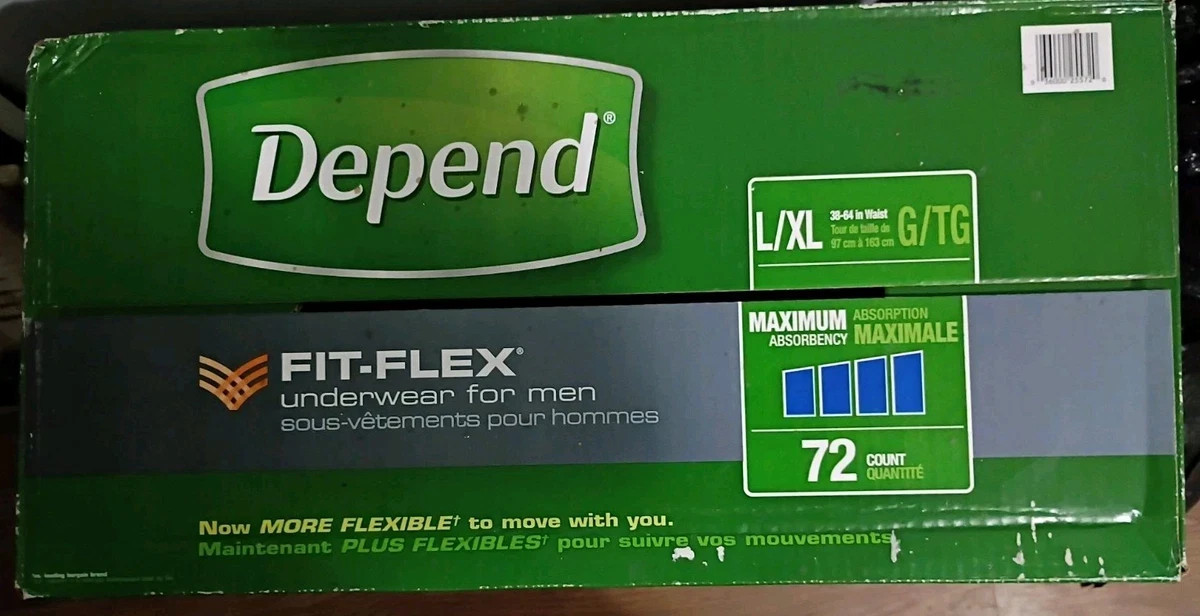 DEPEND (Size: L/XL) Fit-Flex Adult Underwear for Men Grey, 72 Count