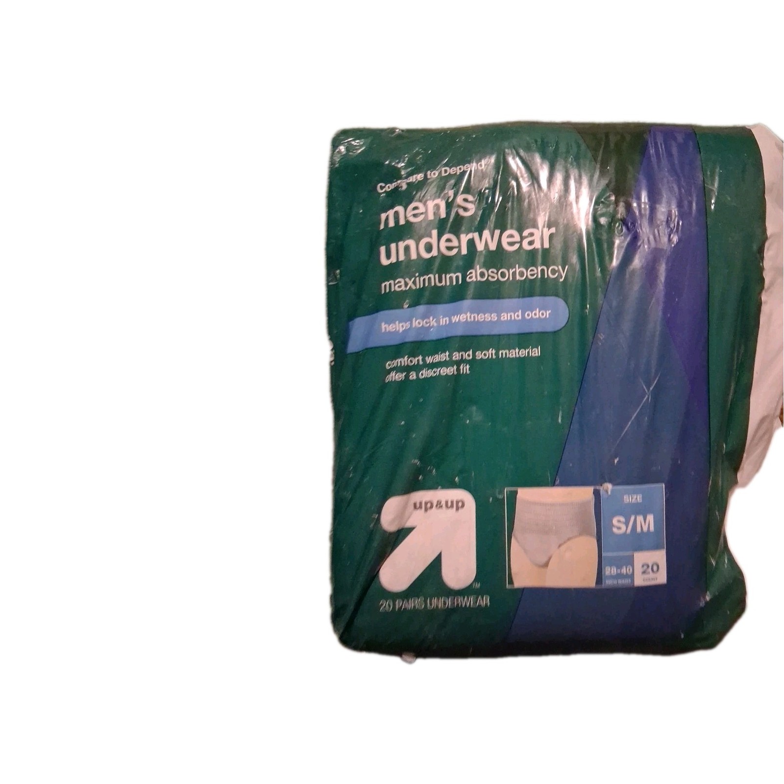 Up & Up Mens Underwear Diaper Small Medium 28-40 20 Count