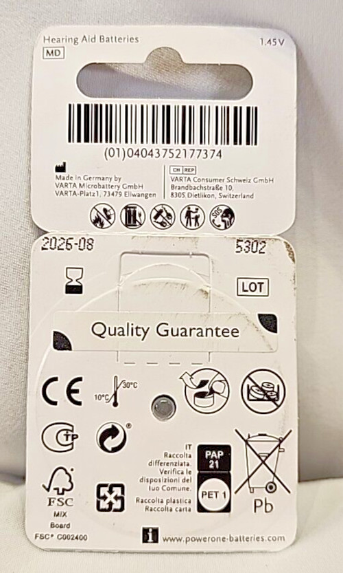 Power One Cochlear Implant Plus Batteries! 6-pack p675, Exp. 08-2026 ~ New