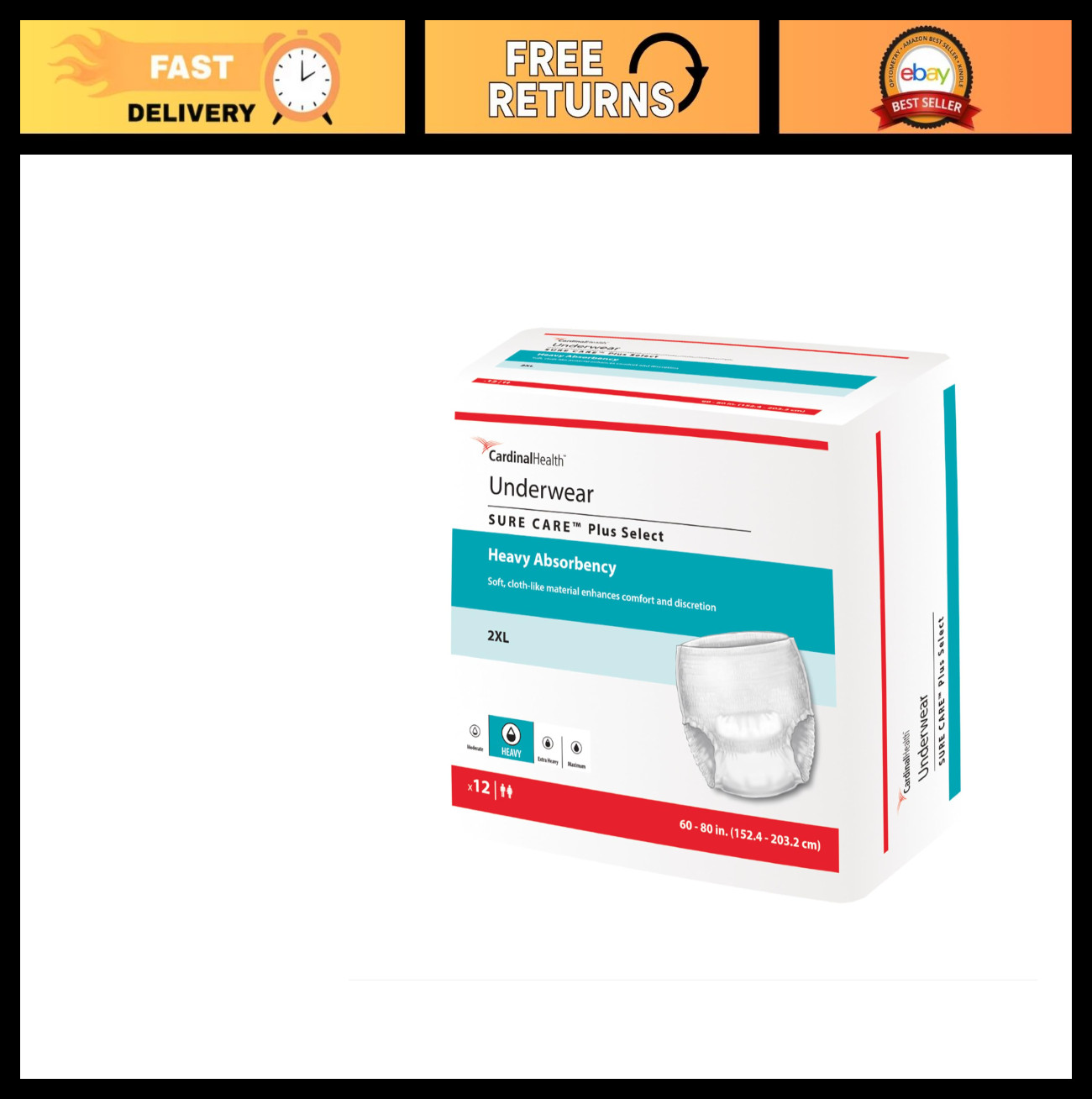 Heavy Absorbency Adult Disposable Underwear, XX-Large, Pull-On, Tear-Away Seams,