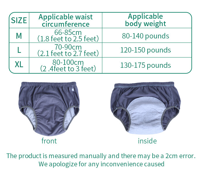 1 Pack Adults Washable Incontinence Underwear Diaper Pants Reusable Leak-proof