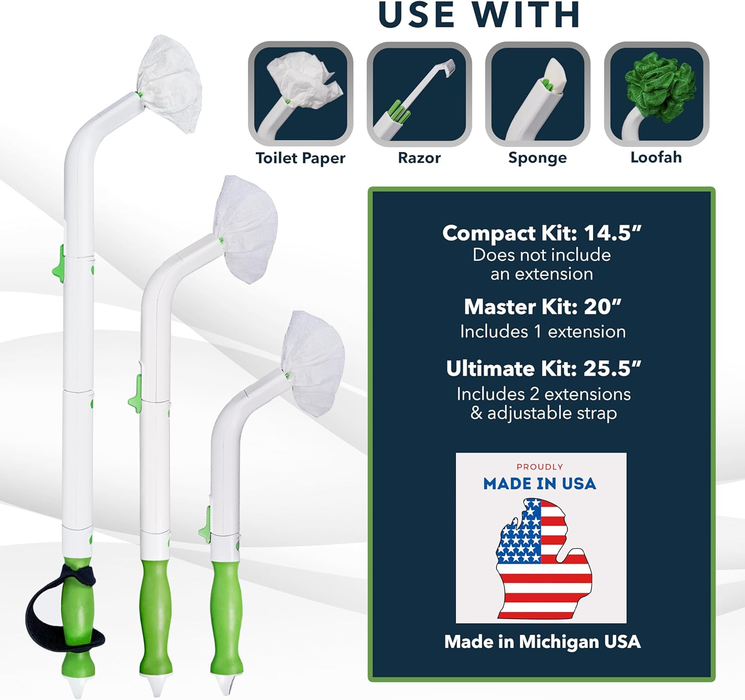 Multipurpose Toilet Aid for Wiping – 14.5” Wipe Assist for Toileting for All Peo