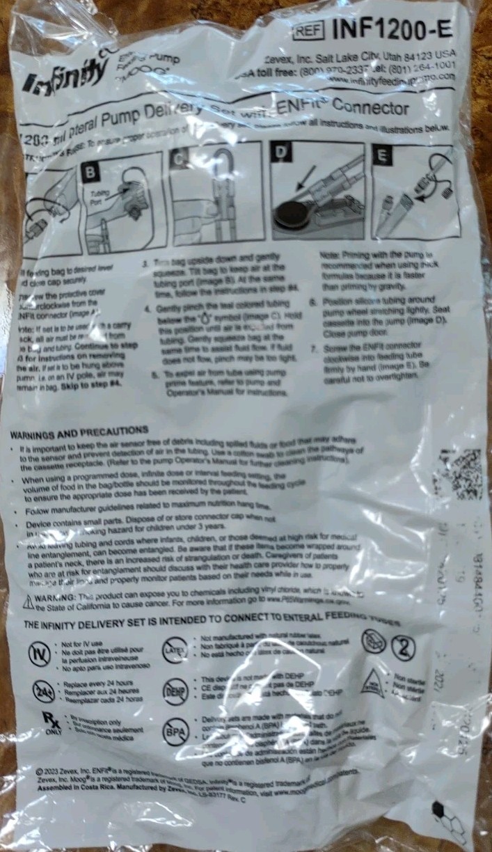 Infinity INF1200-E Feeding Enteral Pump bags/syringes/drain sponges