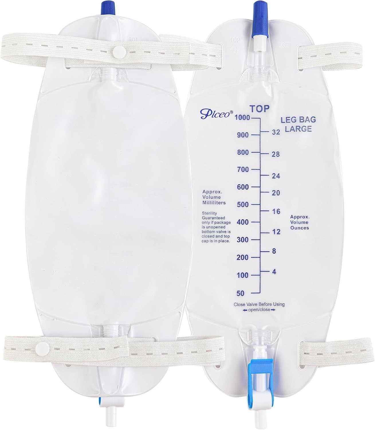 Easy-Tap Leg Bag Urinary Drainage Bag, 1000ml, Anti-Reflux Valve, Cloth Strap…