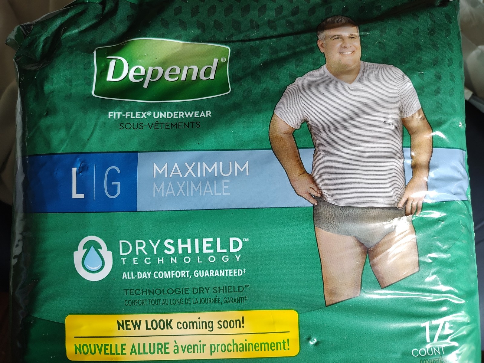 Depends Fit-Flex Underwear Men Size Large Max Absorb 17ct – Gray – Free Ship