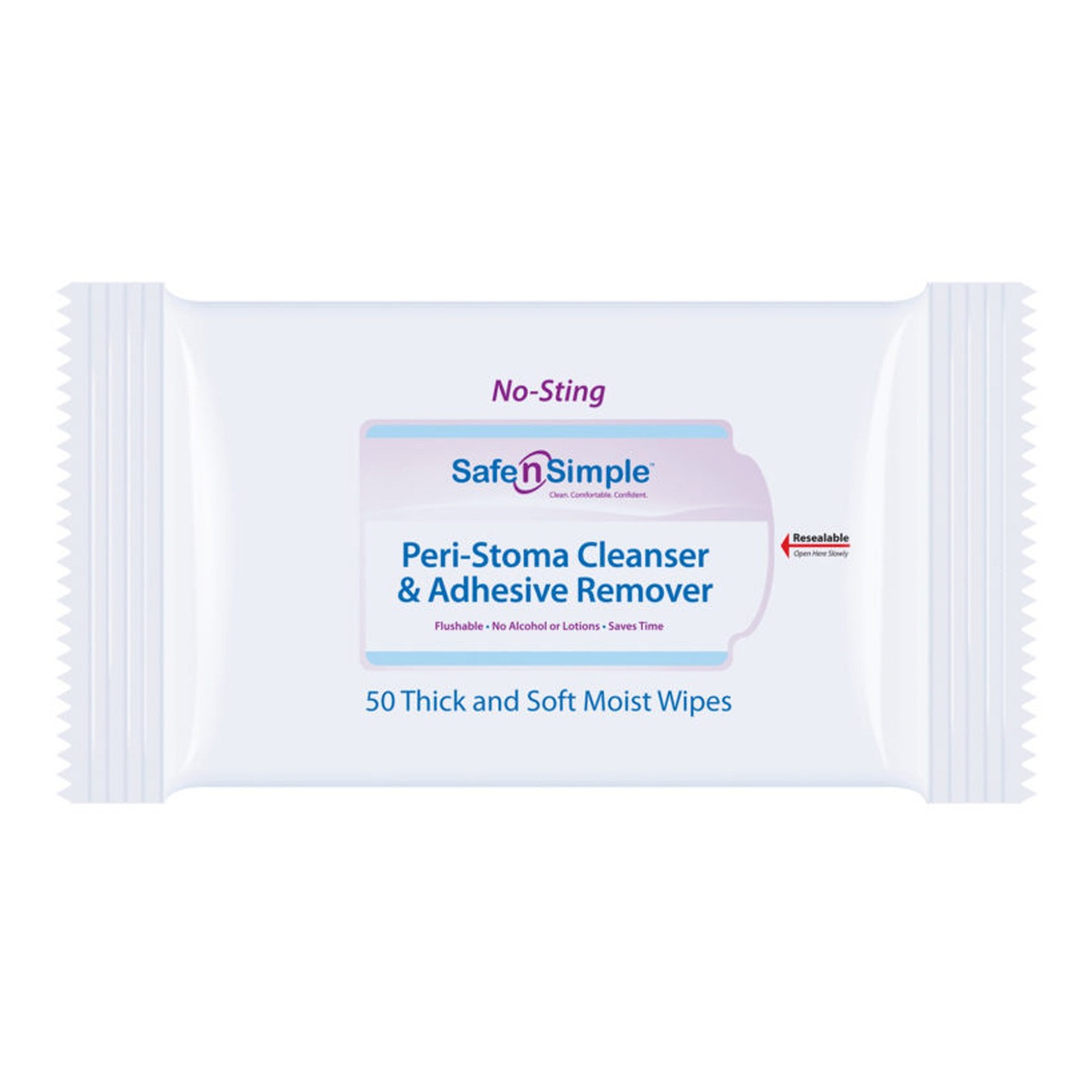 Safe N’ Simple Peri-Stoma Adhesive Remover Wipes ”5 x 7 , 50 Count” 4 Pack