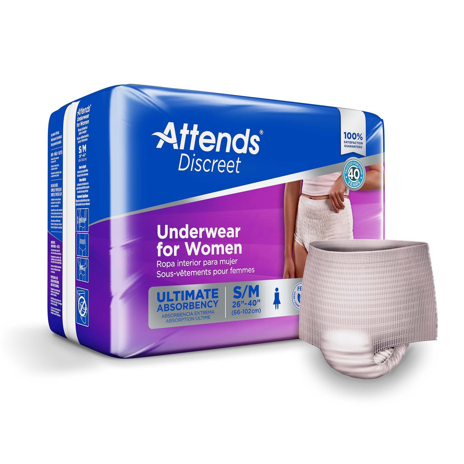 Attends Discreet Disposable Underwear Female Pull On Medium (20 Count), White