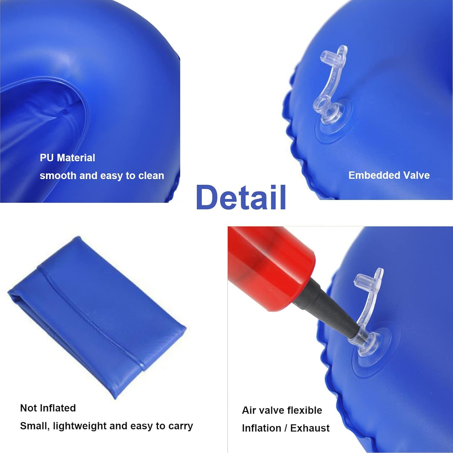 Washable Portable Air Inflation Bedpan, Blue Bed Pan Inflatable Stool Bedsore To