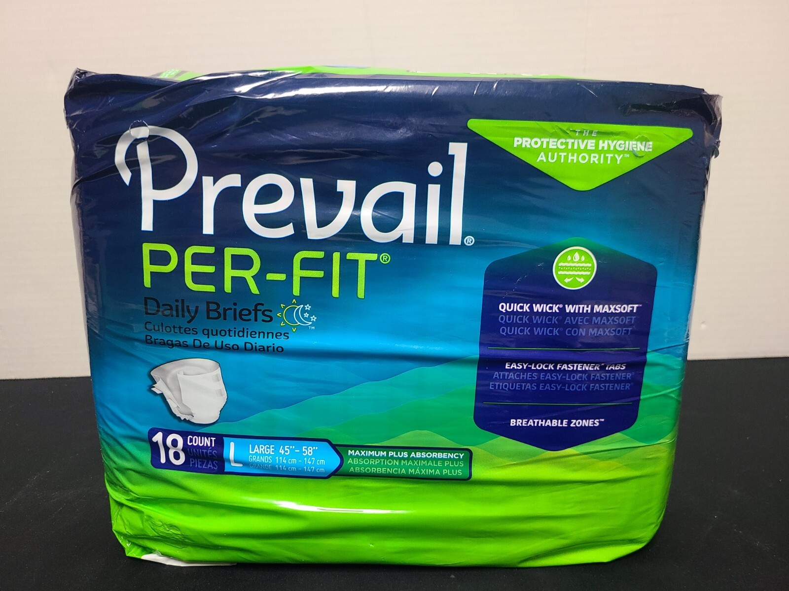 Prevail Per-Fit Adult Briefs Diapers With Tabs L Heavy Absorbency 18 Ct