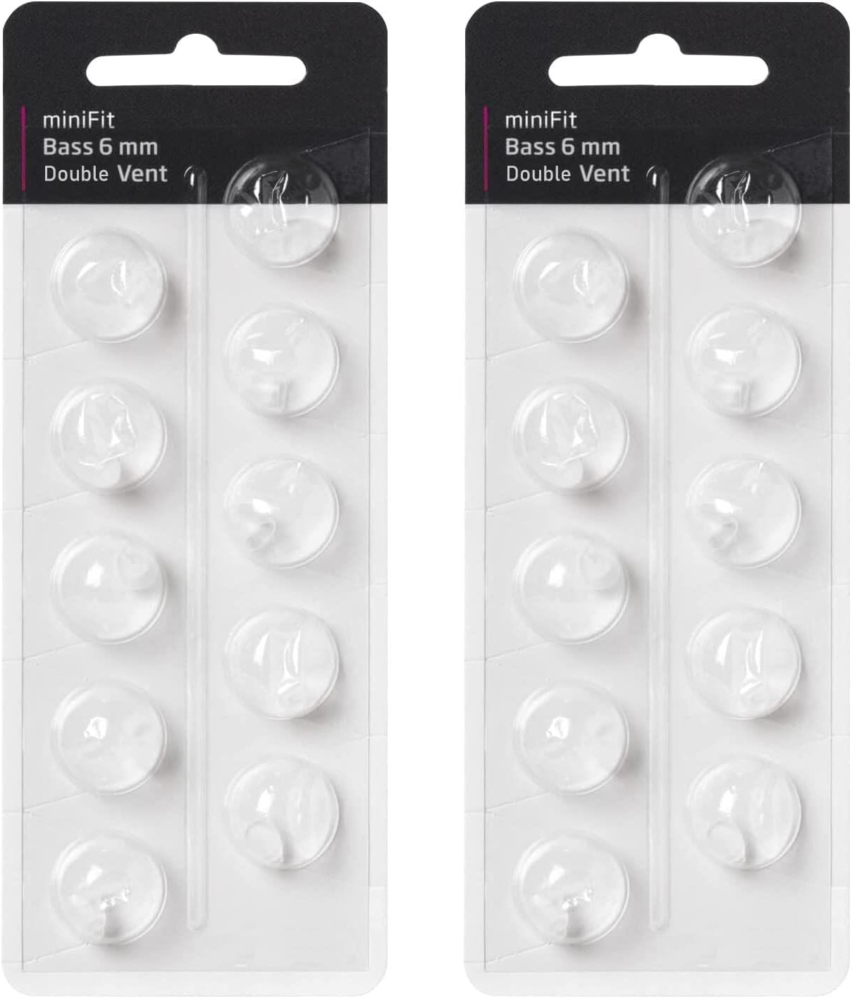 Hearing Aid Domes for Oticon MiniFit Double Vent Bass Domes: 2 Packs (6mm), Univ