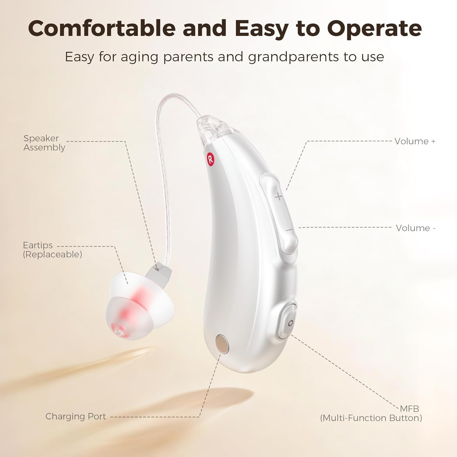 Rechargeable Bluetooth Hearing Aids for Seniors LED Noise Cancelling