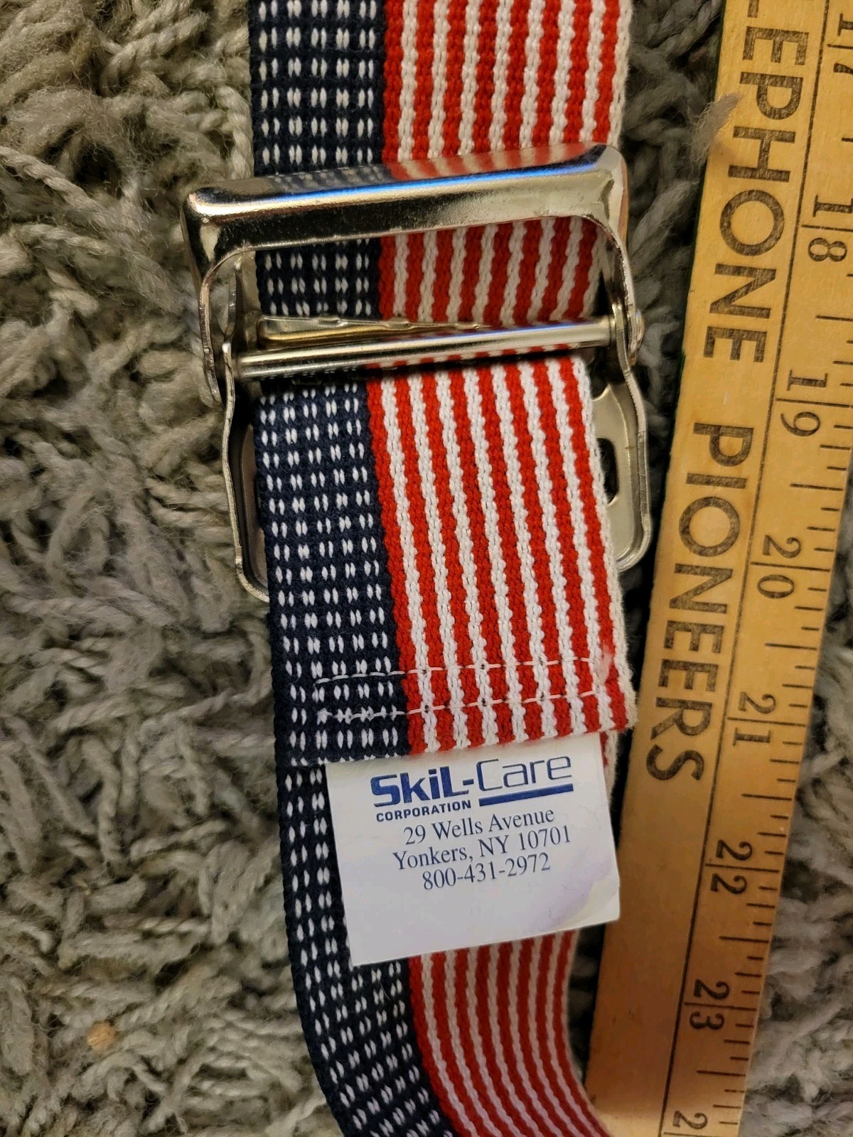 SKIL-CARE Gait Belt American Flag pattern 2″ x 60″ Made in USA EXCELLENT 🇺🇸