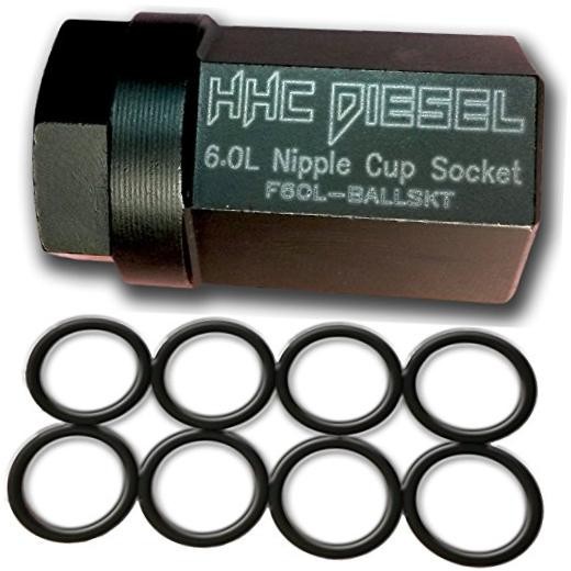 ~Ford 6.0L Diesel Nipple Cup Socket Kit~ O-Rings & Tool (8: Heavy Duty Viton