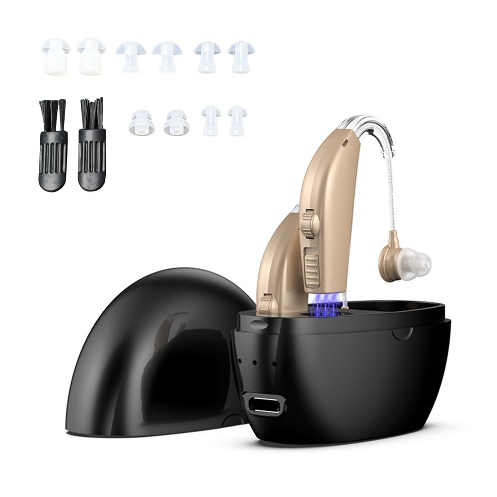 Luxury Rechargeable Hearing Aids for Seniors with Noise Cancellation – 25 Hours
