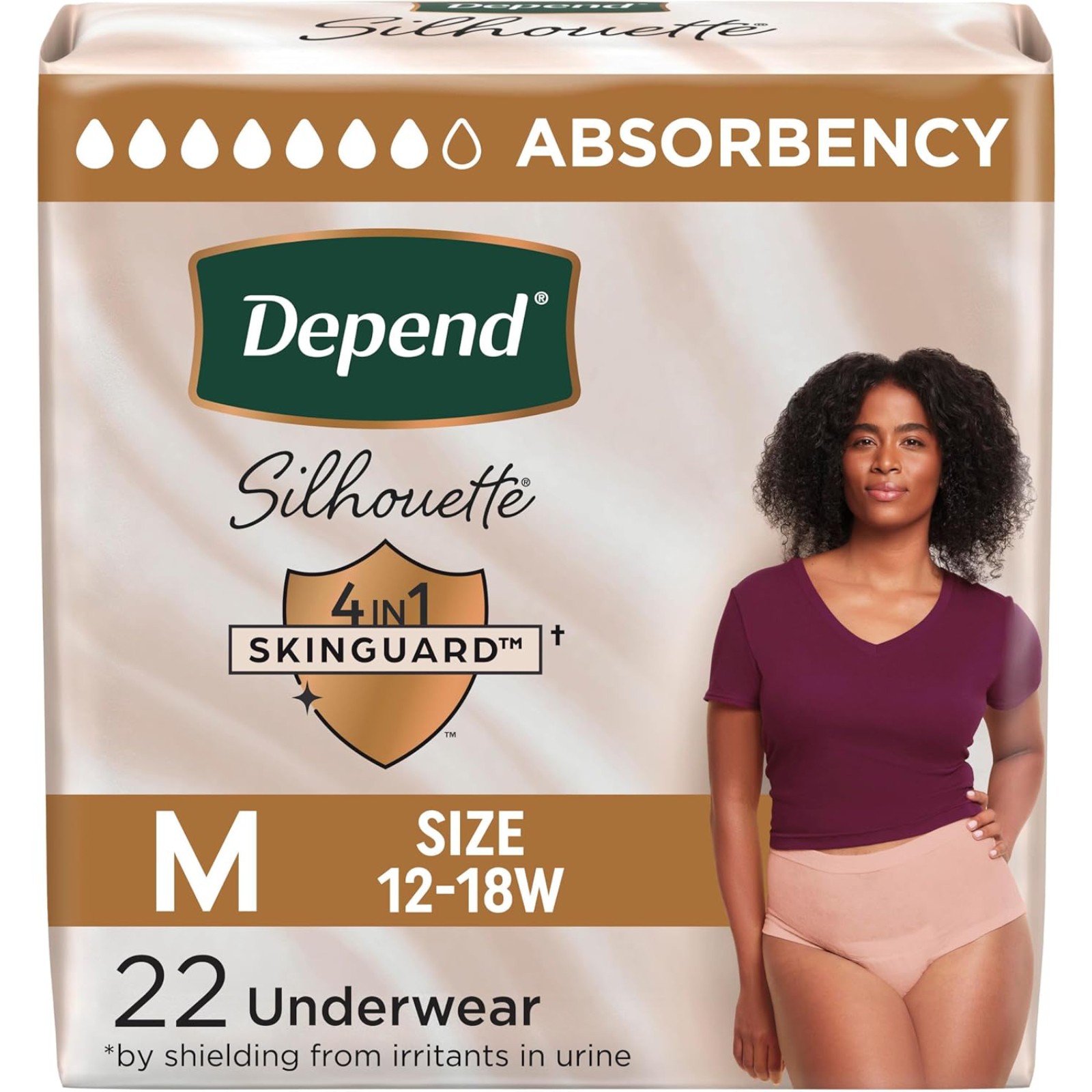 Depend Silhouette Womens Bladder Leak Underwear Max Absorbency Medium Pink 22 Ct