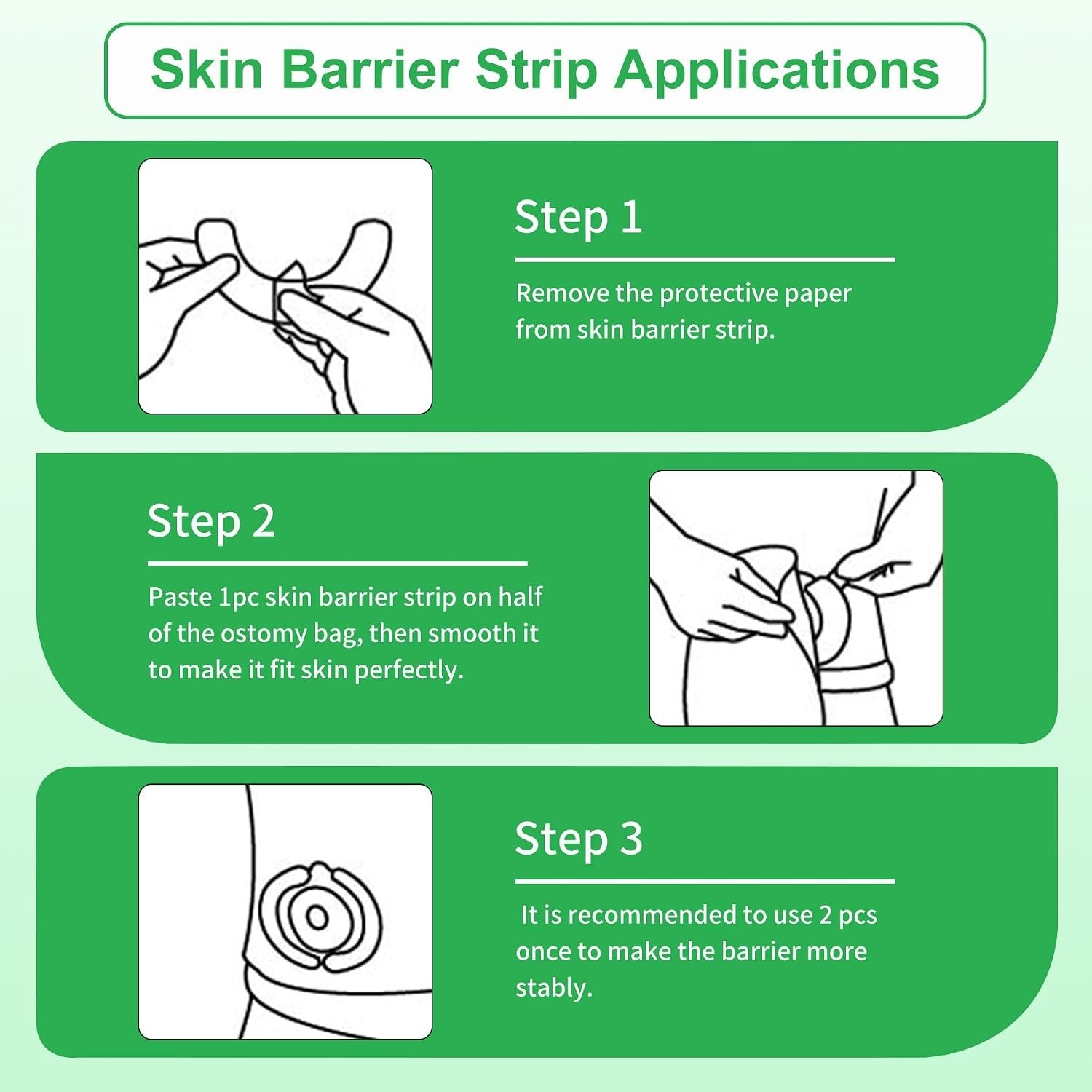 20Pcs Ostomy Barrier Strips, Elastic Skin Adhesive Strips for Colostomy Bags